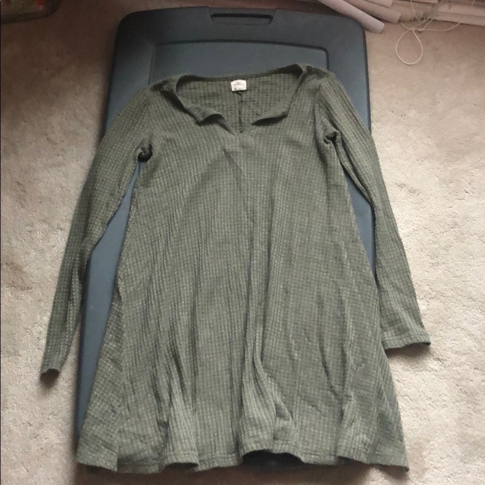 O’Neill green waffle long sleeve dress